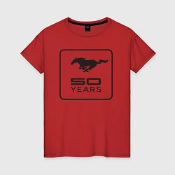 Футболка хлопковая женская Ford Mustang: 50 Years, цвет: красный