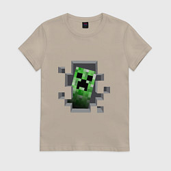 Футболка хлопковая женская Creeper Inside, цвет: миндальный