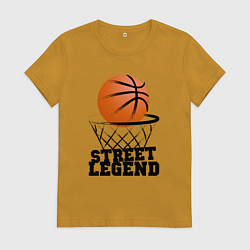 Футболка хлопковая женская Баскетбол, цвет: горчичный