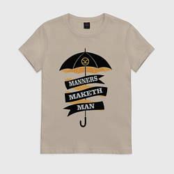 Футболка хлопковая женская Manners maketh man, цвет: миндальный