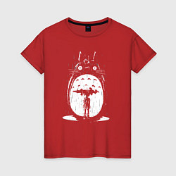 Футболка хлопковая женская Totoro in rain, цвет: красный
