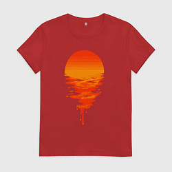 Футболка хлопковая женская Sunset, цвет: красный