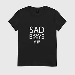 Футболка хлопковая женская SAD BOYS, цвет: черный