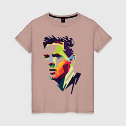 Футболка хлопковая женская Lionel Messi: fun-art, цвет: пыльно-розовый