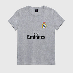Футболка хлопковая женская Real Madrid: Fly Emirates, цвет: меланж