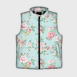 Женский жилет Цветы ретро 1, цвет: 3D-черный