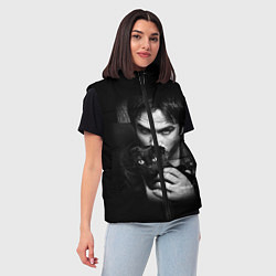 Женский жилет Деймон Сальваторе с котом, цвет: 3D-красный — фото 2