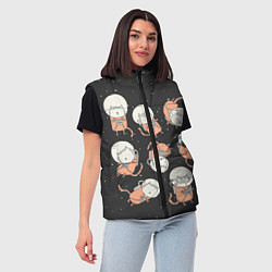 Женский жилет Космические котики, цвет: 3D-черный — фото 2