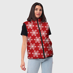 Женский жилет Новогодние Снежинки, цвет: 3D-черный — фото 2