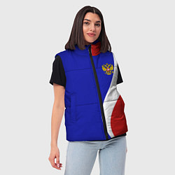 Женский жилет Герб РФ Триколор, цвет: 3D-черный — фото 2