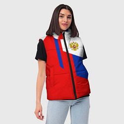 Женский жилет Russia: Geometry Tricolor, цвет: 3D-красный — фото 2