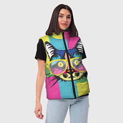 Женский жилет Поп-арт котик, цвет: 3D-красный — фото 2