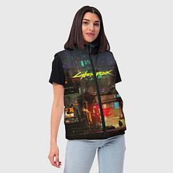 Женский жилет Cyberpunk 2077: Night City, цвет: 3D-черный — фото 2
