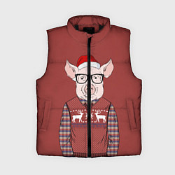 Женский жилет New Year: Pink Piggy, цвет: 3D-черный