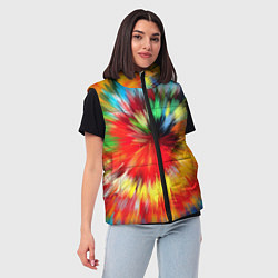 Женский жилет Абстракция разноцветная и яркая, цвет: 3D-черный — фото 2
