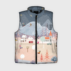 Женский жилет Новогодние каникулы, цвет: 3D-черный