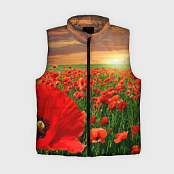 Женский жилет Красный мак на закате, цвет: 3D-светло-серый