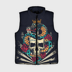 Женский жилет Змея с короной на черепе, цвет: 3D-черный