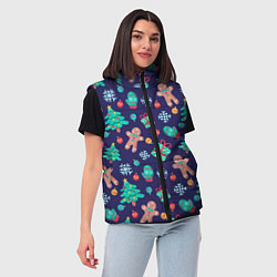 Женский жилет Новый год, цвет: 3D-черный — фото 2