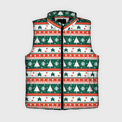 Женский жилет Новогодний орнамент, цвет: 3D-черный