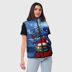 Женский жилет Among us Happy New Year, цвет: 3D-красный — фото 2