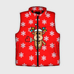 Женский жилет Оленёнок в снежинках, цвет: 3D-черный