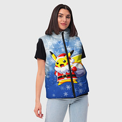 Женский жилет НОВОГОДНИЙ ПИКАЧУ, цвет: 3D-черный — фото 2
