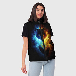 Женский жилет Волки в огне, цвет: 3D-светло-серый — фото 2