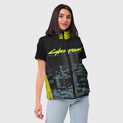 Женский жилет Город CYBERPUNK 2077, цвет: 3D-черный — фото 2