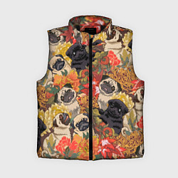 Женский жилет Мопсики Цветочки