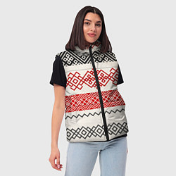 Женский жилет Славянский узор красно-черный, цвет: 3D-красный — фото 2
