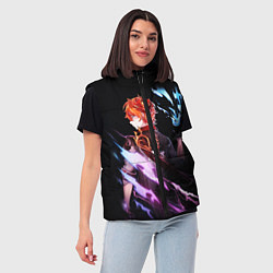 Женский жилет ТАРТАЛЬЯ - GENSHIN IMPACT NEON, цвет: 3D-светло-серый — фото 2