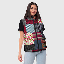 Женский жилет Деревенский стиль Пэчворк, цвет: 3D-светло-серый — фото 2