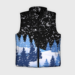 Женский жилет Снежная ночь в зимнем лесу, цвет: 3D-черный