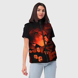 Женский жилет Красная луна на Хэллоуин, цвет: 3D-черный — фото 2