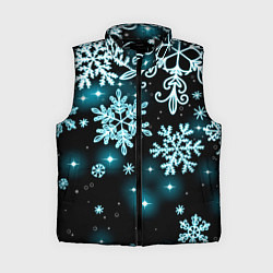 Женский жилет Космические снежинки, цвет: 3D-черный