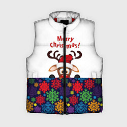 Женский жилет Merry Christmas оленёнок, цвет: 3D-красный