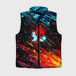 Женский жилет Cyberpunk 2077 Цветные брызги, цвет: 3D-черный