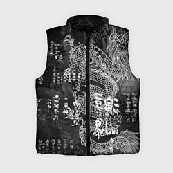 Женский жилет Dragon Fire Иероглифы Японский Дракон, цвет: 3D-черный