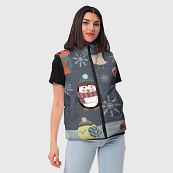 Женский жилет НОВОГОДНИЙ ПАТТЕРН ЖИВОТНЫЕ, цвет: 3D-черный — фото 2