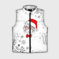 Женский жилет Новогодний тигр летящие снежинки