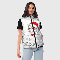 Женский жилет Новогодний тигр летящие снежинки, цвет: 3D-черный — фото 2