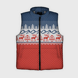 Женский жилет ВЯЗАНЫЙ УЗОР С ОЛЕНЯМИ, цвет: 3D-светло-серый