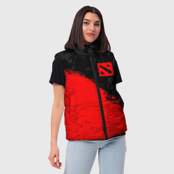 Женский жилет DOTA 2 RED LOGO, БРЫЗГИ КРАСОК, цвет: 3D-черный — фото 2