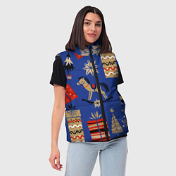 Женский жилет Новогодний узор, цвет: 3D-красный — фото 2