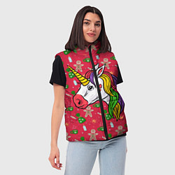 Женский жилет New Year Unicorn 2022, цвет: 3D-светло-серый — фото 2