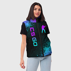 Женский жилет CS GO NEON SYMBOL STYLE SKIN КС ГО НЕОН, цвет: 3D-светло-серый — фото 2
