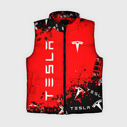 Женский жилет Tesla следы от шин, цвет: 3D-красный