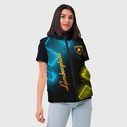 Женский жилет Lamborghini - Неоновые фигуры, цвет: 3D-светло-серый — фото 2