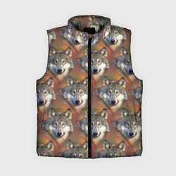 Женский жилет Волки Wolfs паттерн, цвет: 3D-черный